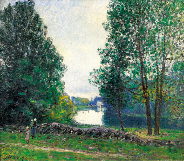  阿尔弗莱德·西斯莱 Alfred Sisley—— 河堤的风光1896